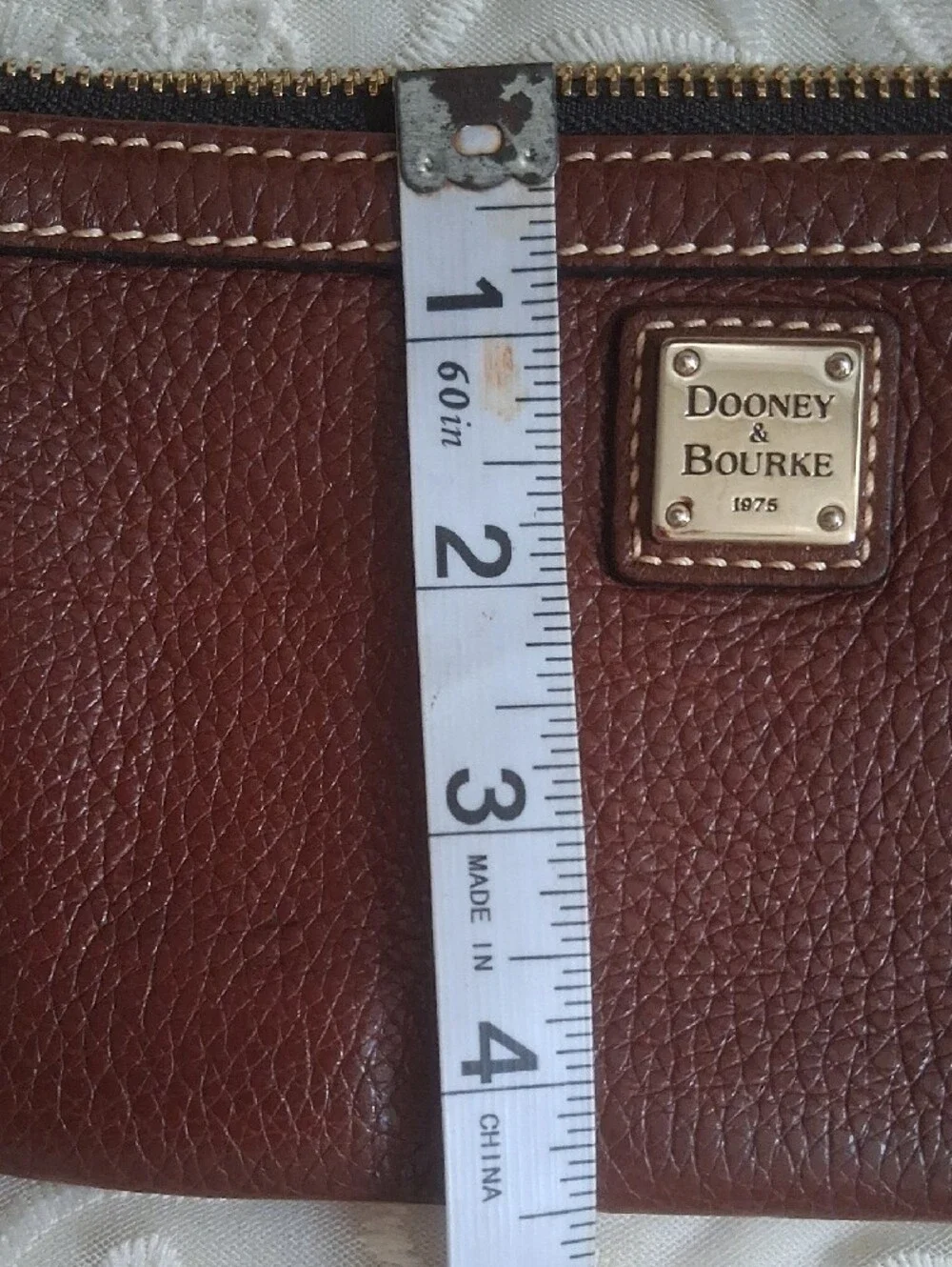Dooney & Bourke Brown Leather Wristlet Clutch with Gold Hardware